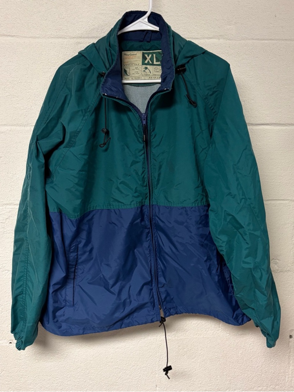 Vintage WearGuard Men's Two-Tone Windbreaker Jacket - Teal & Navy Size XL